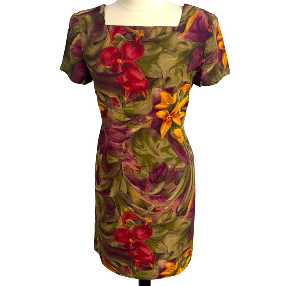 KC Spencer New York Women's Short Sleeve, Floral Sheath, Multi Colored Size 14P‎